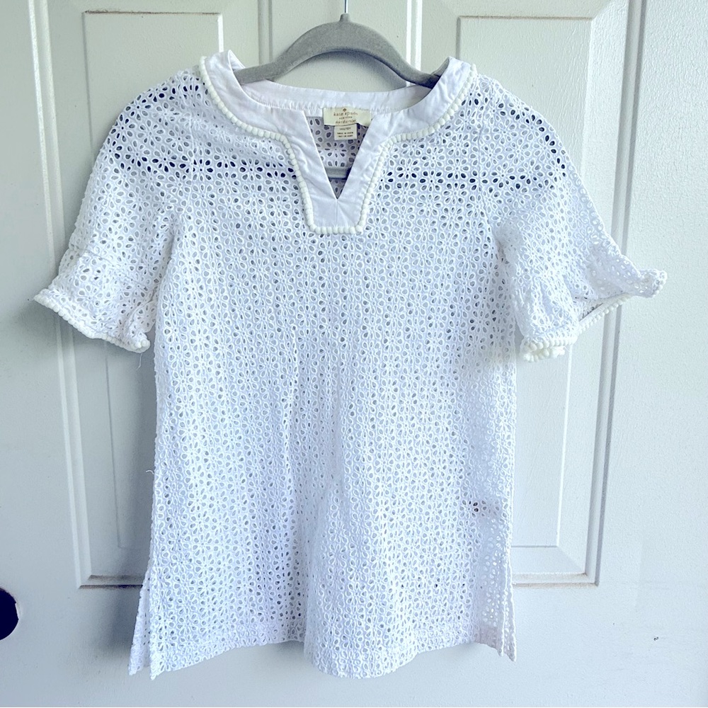 Kate Spade Girls‎ White Lace Eyelet Top – Size 10Y 10